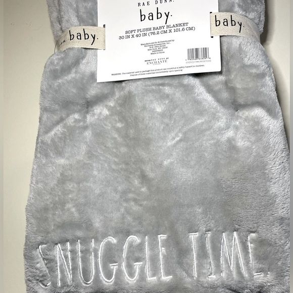 NWT Rae Dunn Snuggle Time Gray Soft Plush Baby Blanket 30”x40” - Picture 6 of 6